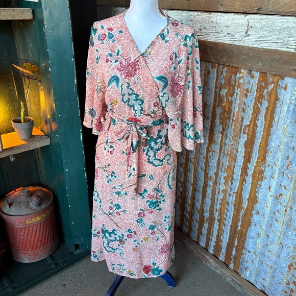 Maeve Dresses & Skirts - Maeve Floral Long Sleeve Kimono/Wrap Dress Size XL